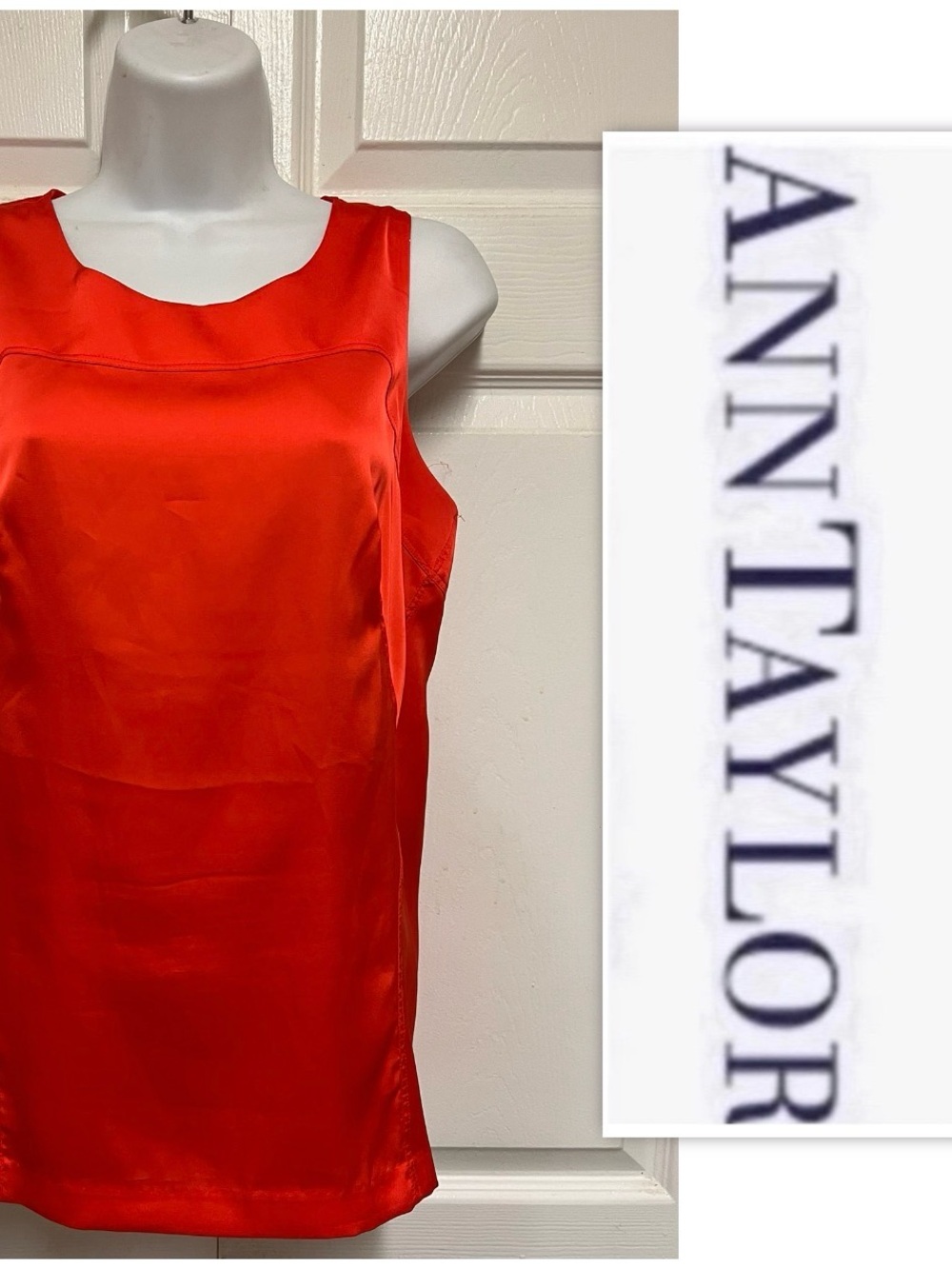 Ann Taylor Blood Orange Red Silk Blouse
